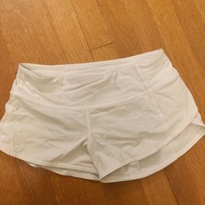 lululemon white speed up shorts